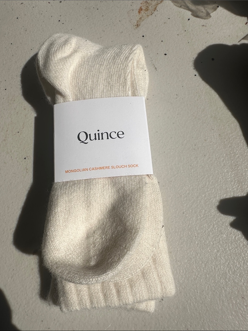 Quince Cream Mongolian Cashmere Slouch Socks
